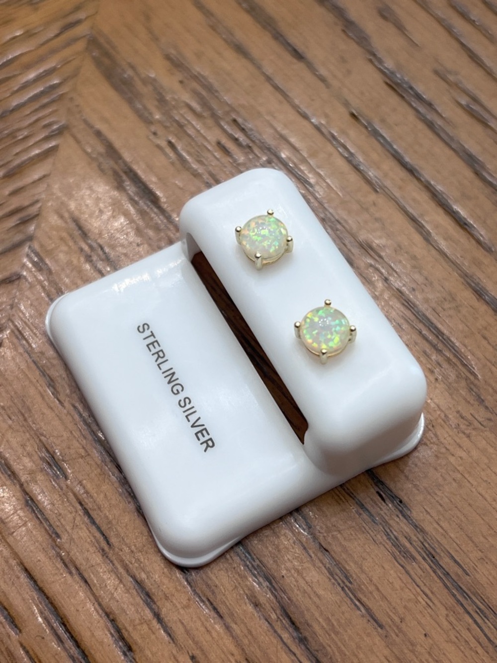Opal Studs-White Fire Natural Ethiopian